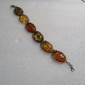 Multicolor Amber Oval Link Bracelet - Women Jewelry